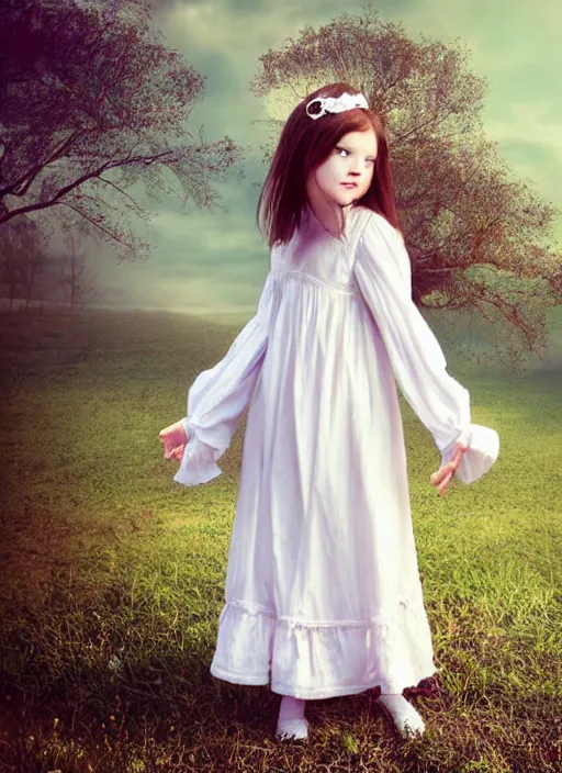 Prompt: portrait of girl dressed in white clothes countryside country style country house fantasy character portrait dynamic pose