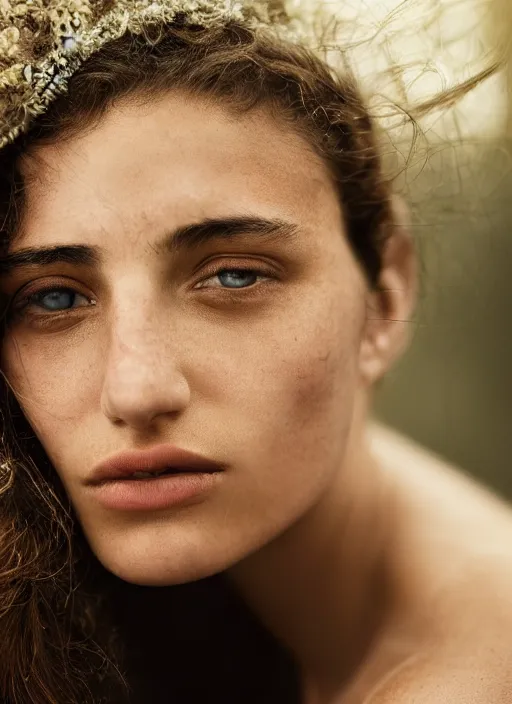 Prompt: portrait of the most beautiful 20-year-old Greece woman by annie leibovitz, close up, detailed, award winning, Sony a7R