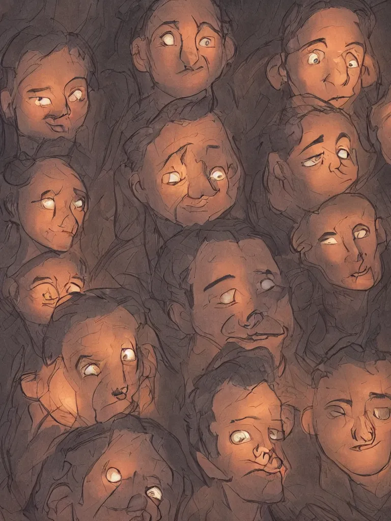 Image similar to camp fire lit faces by disney concept artists, blunt borders, rule of thirds