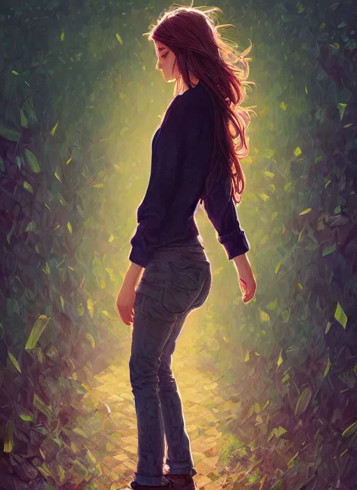 Image similar to lesley horby detailed clothing, half body shot, arms down, path traced, highly detailed, high quality, digital painting, alena aenami, lilia alvarado, shinji aramaki, karol bak, alphonse mucha, tom bagshaw