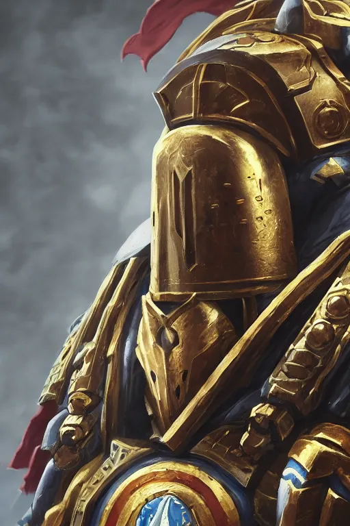 Image similar to armor portrait heros warhammer 4 0 k horus heresy fanart - the primarchs emperor by johannes helgeson animated with vfx concept artist & illustrator global illumination ray tracing hdr fanart arstation zbrush central hardmesh 8 k octane renderer comics stylized