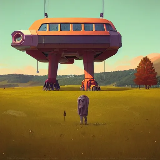 Image similar to The Harbinger, a full-body portrait by Simon Stålenhag