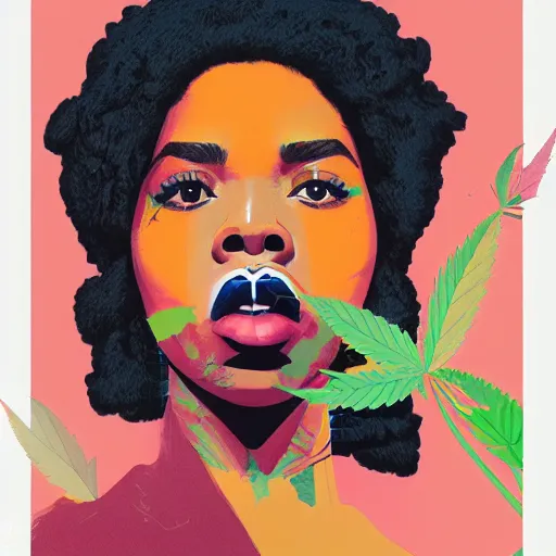 Image similar to sza profile picture by sachin teng, ganja, marijuana, organic painting, hard edges, masterpiece, smoke, asymmetrical, matte paint, energetic