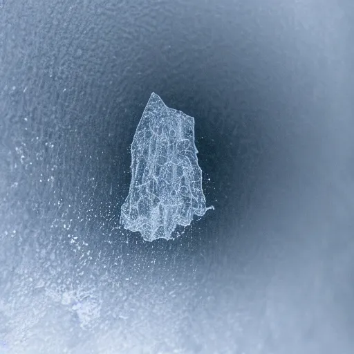 Image similar to A creature refracted through a slightly transparent frosted icesheet