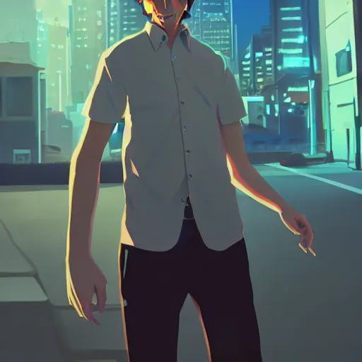 Image similar to Roman Polanski as Jake Gittes from China Town, ambient lighting, 4k, anime key visual, lois van baarle, ilya kuvshinov, rossdraws, artstation