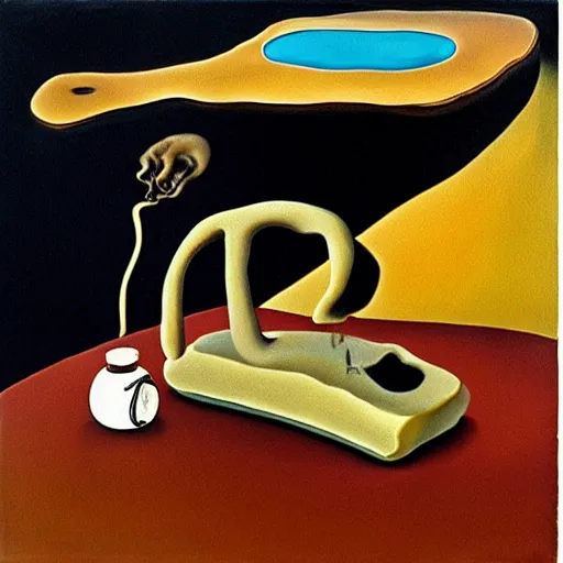 Prompt: the persistence of memory painting by Dali but with melting iphones