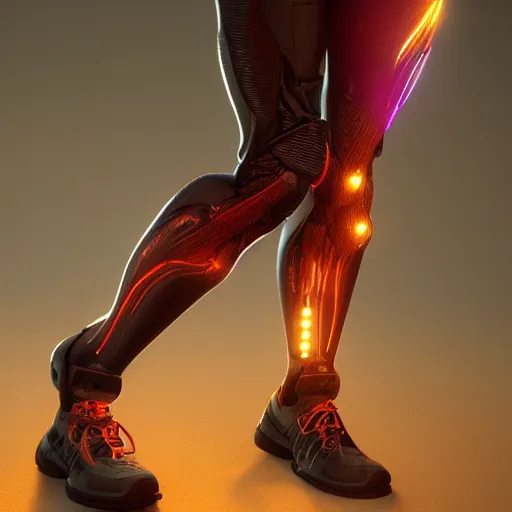 prosthetic leg with RGB lighting, hyperdetailed,, Stable Diffusion