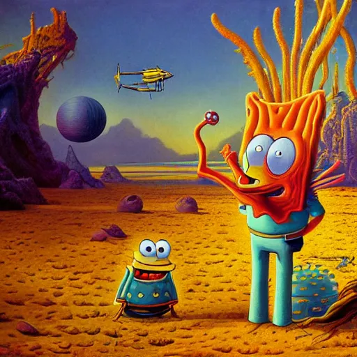 Prompt: surrealism spongebob, epic, cinematic shot, 8k, by Bruce Pennington, sharp focus, highly detailed, saturated