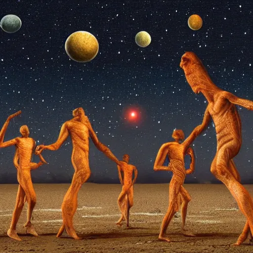 Prompt: dancing anthromorphosized stars