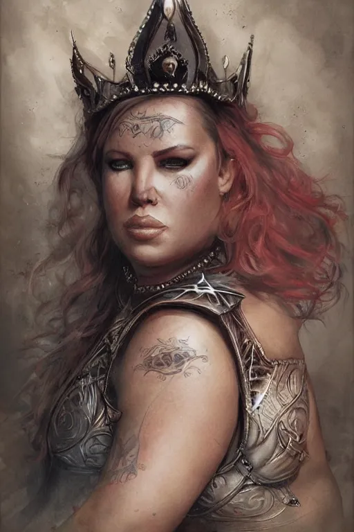 Prompt: detailed portrait of a chubby queen | Aleksi Briclot |