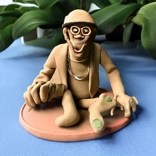 Image similar to 2 chainz, made of clay, claymation