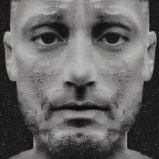 Prompt: artwork by Karolis Strautniekas styled like Mads Berg, stippled light,matte print