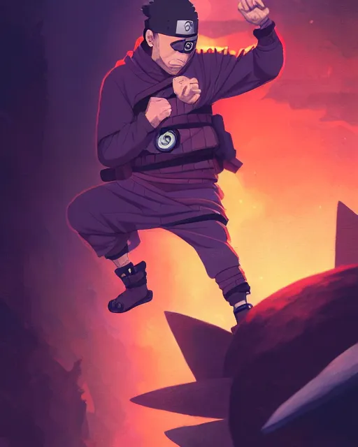 Prompt: joe rogan in naruto as a hidden leaf village ninja, close up portrait, details, sharp focus, illustration, by jordan grimmer and greg rutkowski, trending artstation, pixiv, digital art