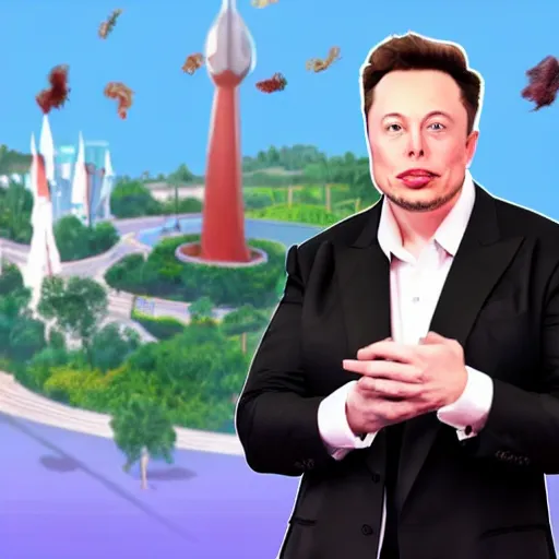 Image similar to elon musk animated in a disney movie 4 k quality super realistic