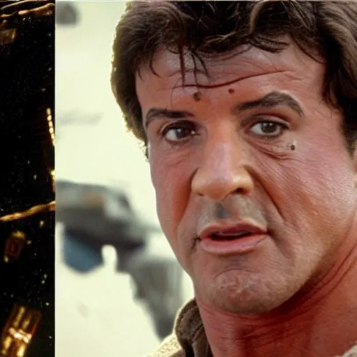 Prompt: sylvester stallone as han solo