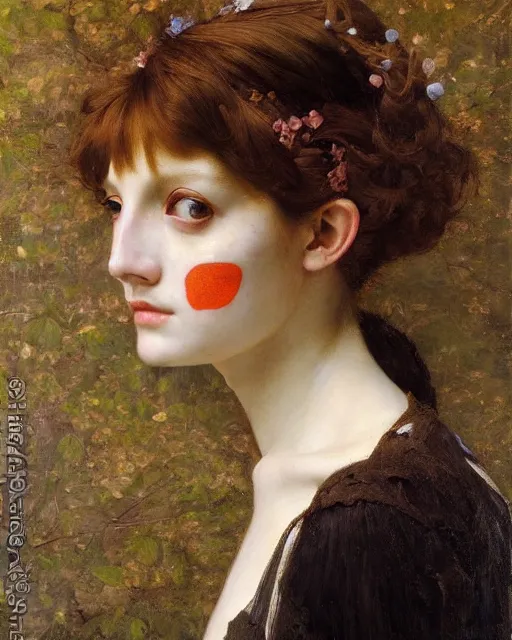 Image similar to a beautiful girl wearing face paint, by edgar maxence and caravaggio and michael whelan, intricate painting, hyper realistic, extremely detailed and beautiful aesthetic face, 8 k resolution