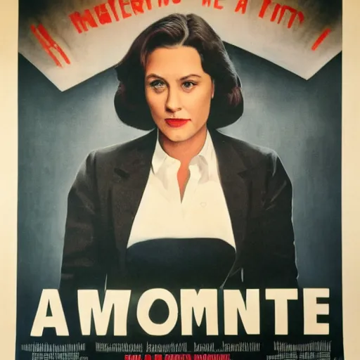 Image similar to a movie poster with a woman wearing a business suit, movie poster