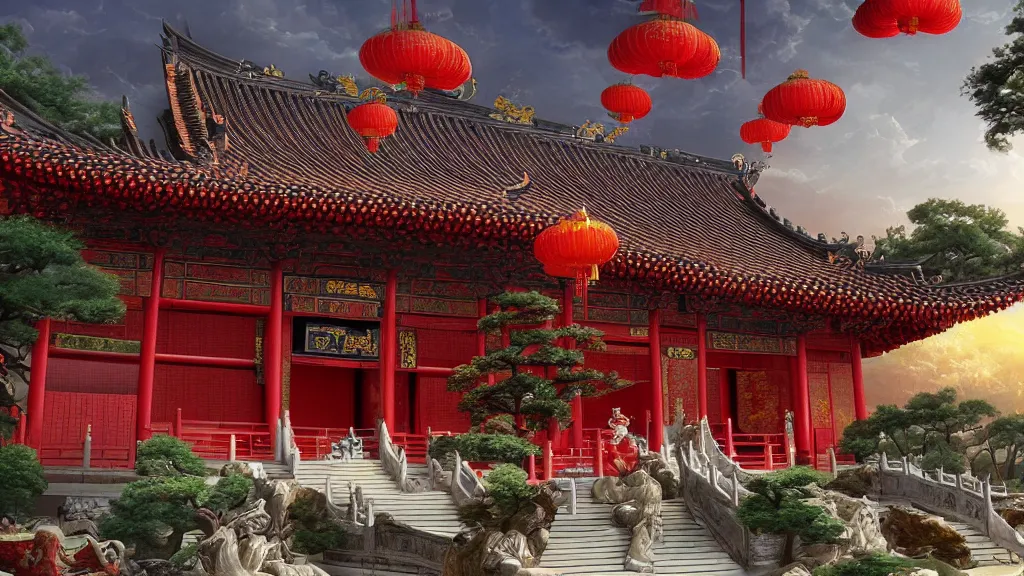 Prompt: Chinese temple, fantasy artwork, award-winning, beautiful scenery, artstation