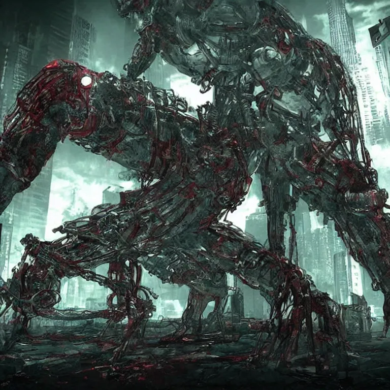 Image similar to The Evil Within cyberpunk monster, concept art