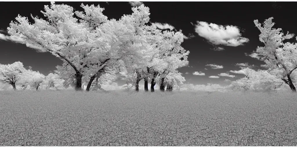 Prompt: west horizon infrared photo, photorealistic landscape,