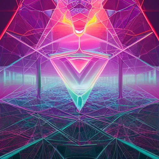 Image similar to matte painting of the sacred geometry of cyberpunk, brilliant colors, extremely detailed, very very detailed, in the style of alena aenami by Alex grey, HD, 4k, 8k