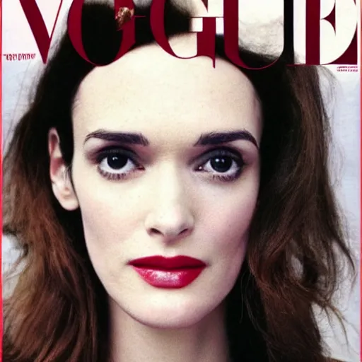 Prompt: Winona Ryder Vogue's first cover photo, reconstruction