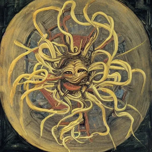 Image similar to the flying spaghetti monster, Renaissance Painting