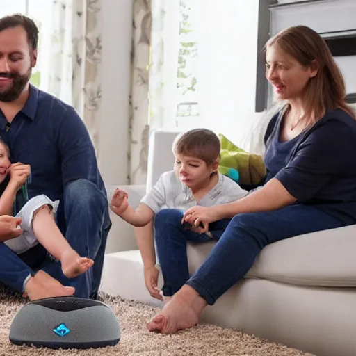 Image similar to A family impressed with their Amazon Alexa device