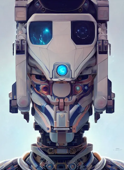 Image similar to symmetry!! portrait of a robot astronaut, tech face, floral! horizon zero dawn machine, intricate, elegant, highly detailed, digital painting, artstation, concept art, smooth, sharp focus, illustration, art by artgerm and greg rutkowski and alphonse mucha, midsommar 8 k