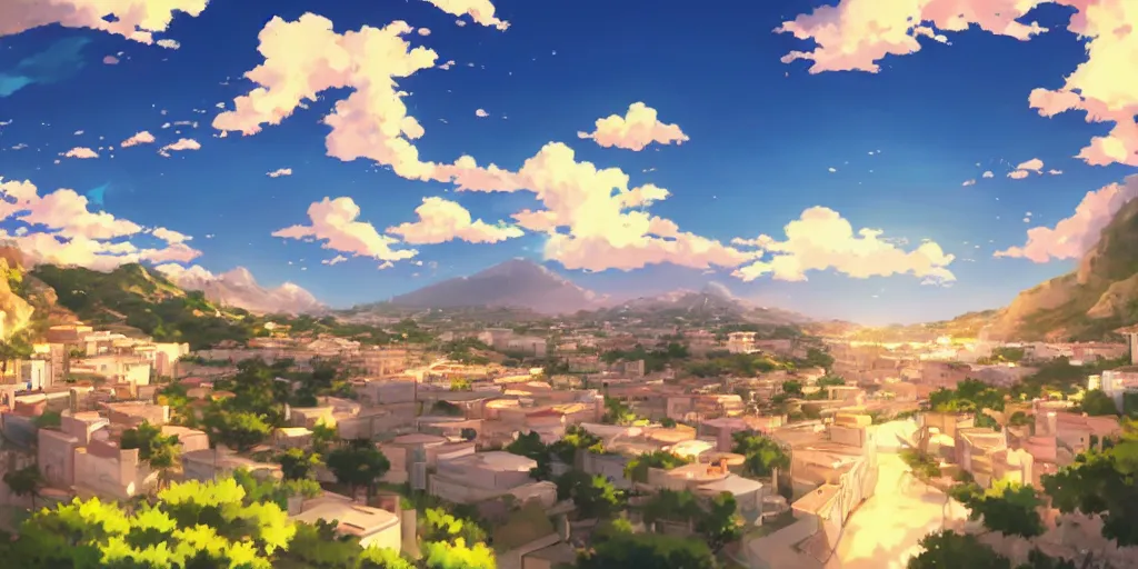 Image similar to beautiful anime Costa Blanca by makoto shinkai