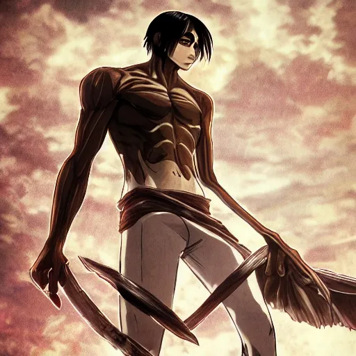 Prompt: eren titan form from attack on titan, standing in the street, concept art, detailed digital artwork, symmetrical, full body image, highly detailed, highly accurate, deep aesthetic, 8 k, highly ornate intricate details, cinematic lighting, rich colors, ray tracing, hyperrealistic, photorealistic, cinematic landscape, trending on artstation,