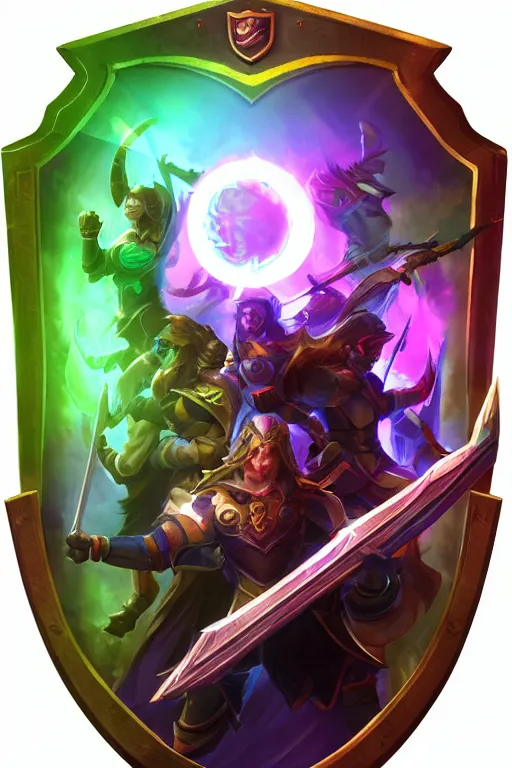 Image similar to shield fantasy epic legends game icon stylized digital illustration radiating a glowing aura global illumination ray tracing hdr fanart arstation by ian pesty and katarzyna da „ bek - chmiel