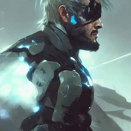 Image similar to Raiden Metal Gear Solid Revengeance,Greg rutkowski, Trending artstation, cinematográfica, digital Art