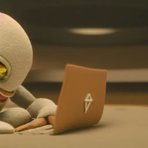 Image similar to cinematic film still of Pharrell Williams Making A Beat with an anthropomorphic alien, Japanese VFX, 2018, 400mm lens, f1.8, shallow depth of field,film photography