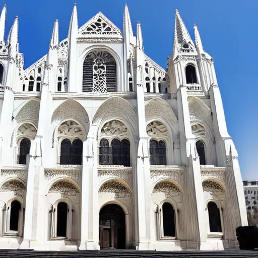 Image similar to architect, white marble gothic cathedral with a alabaster gothic girl dressed in black with perfect face