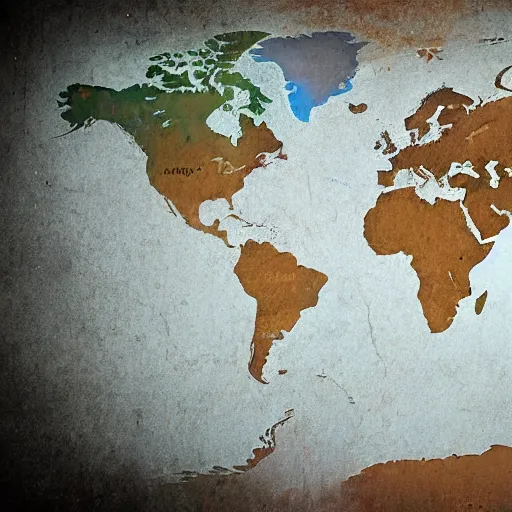 Prompt: world map after flood