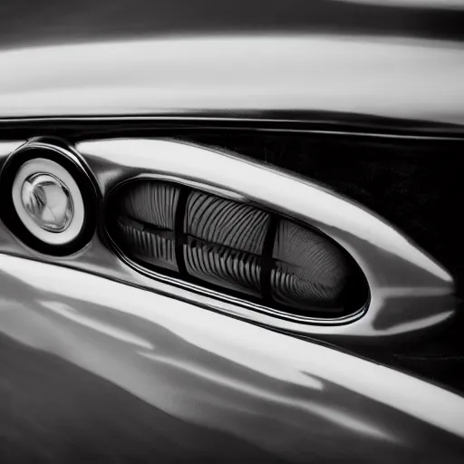 Prompt: Photoshoot of 1950s car designed by H R Giger, XF IQ4, f/1.4, ISO 200, 1/160s, 8K, RAW, unedited, symmetrical balance, in-frame