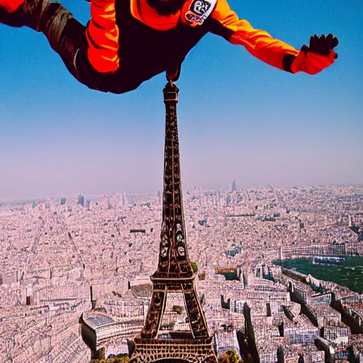 Prompt: keemstar falling from the top of the eiffel tower 3 5 mm