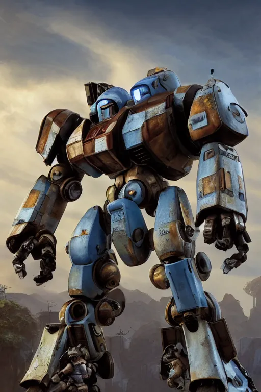 Image similar to mechwarrior 5 : mercenaries mech megaman transformer robot boss tank engine game octane render, 4 k, hd 2 0 2 2 3 d cgi rtx hdr style chrome reflexion glow fanart, global illumination ray tracing hdr fanart arstation by ian pesty by jesper ejsing pixar and disney unreal zbrush central hardmesh