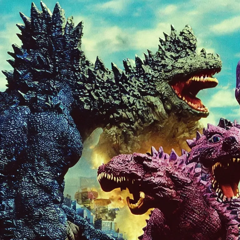 Prompt: Godzilla, Barney & Friends (1992), Hearts