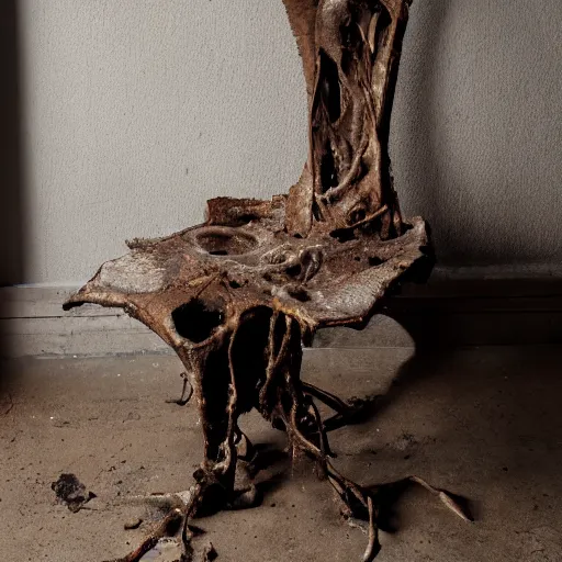 Image similar to chair made of rotted flesh and bone