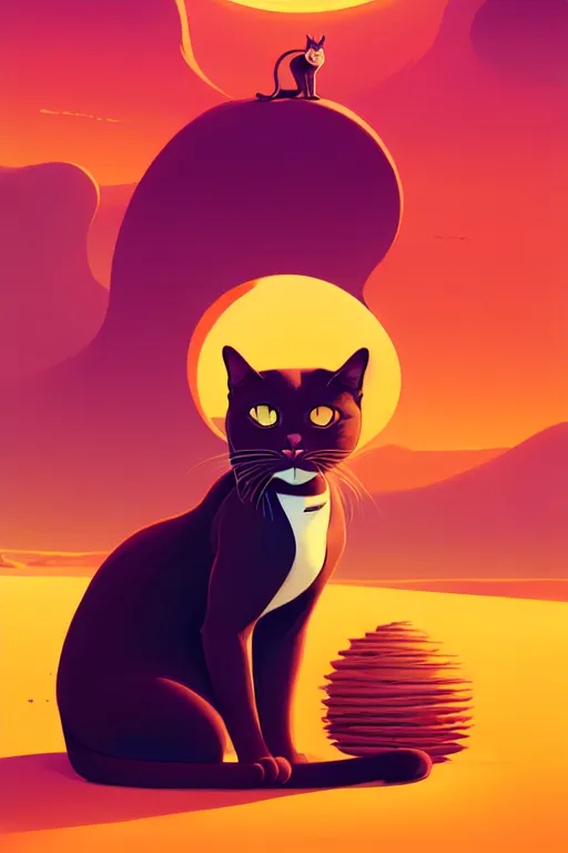 Image similar to smooth cat, desert colors, centered median photoshop filter cutout vector behance hd by artgerm, jesper ejsing, by rhads, makoto shinkai and lois van baarle, ilya kuvshinov, rossdraws, illustration, art by ilya kuvshinov and gustav klimt