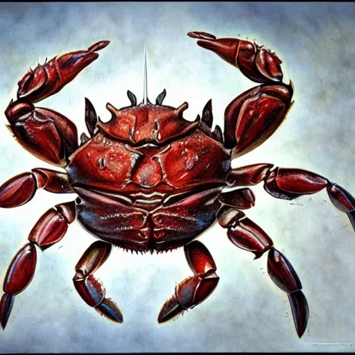 Prompt: detailed and sharp crab artwork, mystic style, detailed, 8 k, detailed, symmetrical, by brian froud