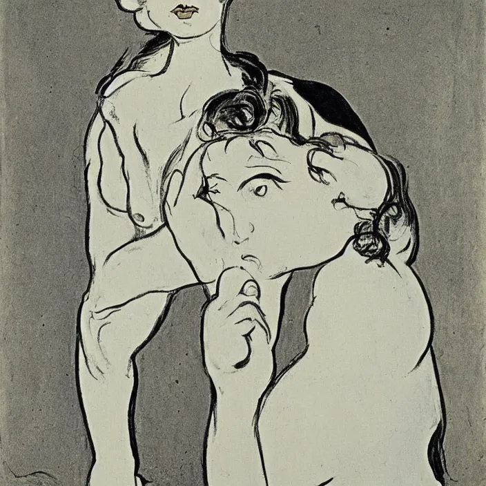 Prompt: portrait of a panther woman. henri de toulouse - lautrec, aubrey beardsley