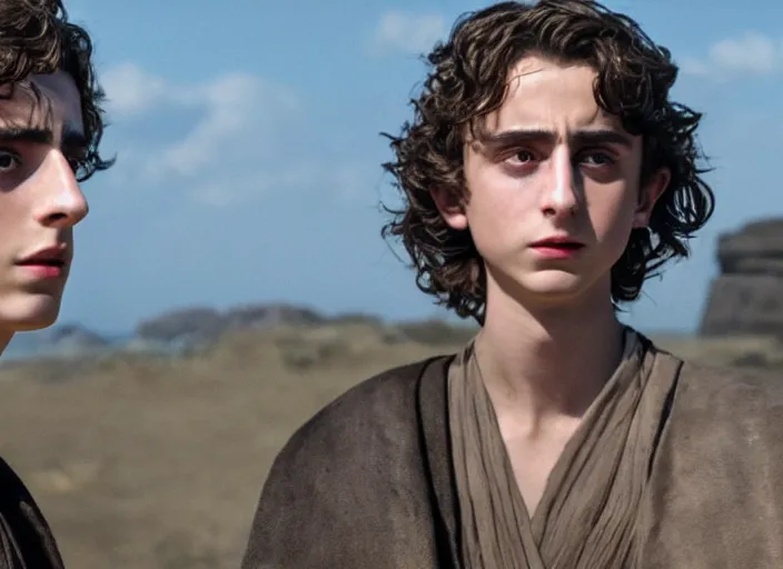 Image similar to timothee chalamet plays anakin skywalker in the live action remake of star wars revenge of the sith, 3 5 mm photography, highly detailed, cinematic lighting, standing pose, 4 k