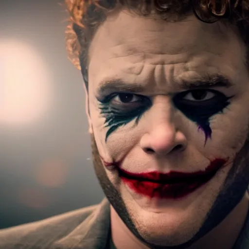 Prompt: stunning awe inspiring seth rogen as the joker movie still 8 k hdr atmospheric lighting