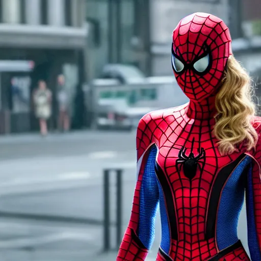 Image similar to cinematic still of taylor swift as gwen in the amazing spiderman ( 2 0 1 2 ), xf iq 4, f / 1. 4, iso 2 0 0, 1 / 1 6 0 s, 8 k, raw, dramatic lighting, symmetrical balance, in - frame