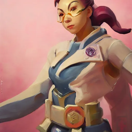 Image similar to greg manchess portrait painting of sakura from fortnite as overwatch character, medium shot, asymmetrical, profile picture, organic painting, sunny day, matte painting, bold shapes, hard edges, street art, trending on artstation, by huang guangjian, gil elvgren, ruan jia, greg rutkowski, gaston bussiere