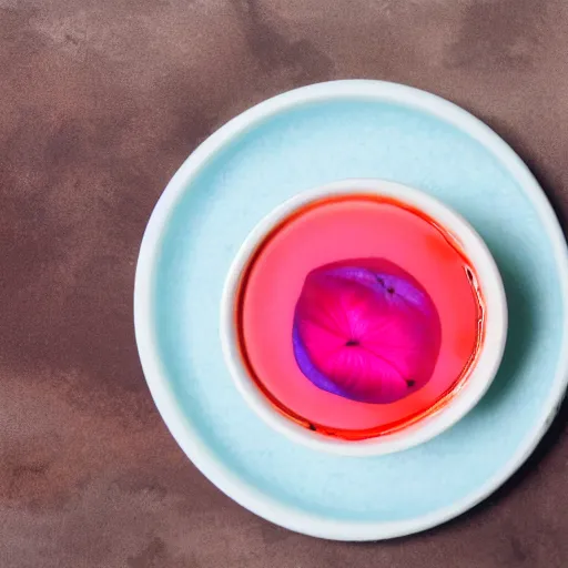 Image similar to waterpaint top view of a cup of sakura petals tea