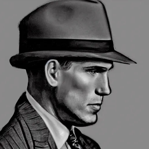 Image similar to A photograph portrait of Jerma985 wearing a suit with and fedora in the 1940s, taken in the early 1940s, grainy, taken on a 940s Kodak Camera, realistic, hyperrealistic, very realistic, highly detailed, very detailed, extremely detailed, detailed, digital art, trending on artstation